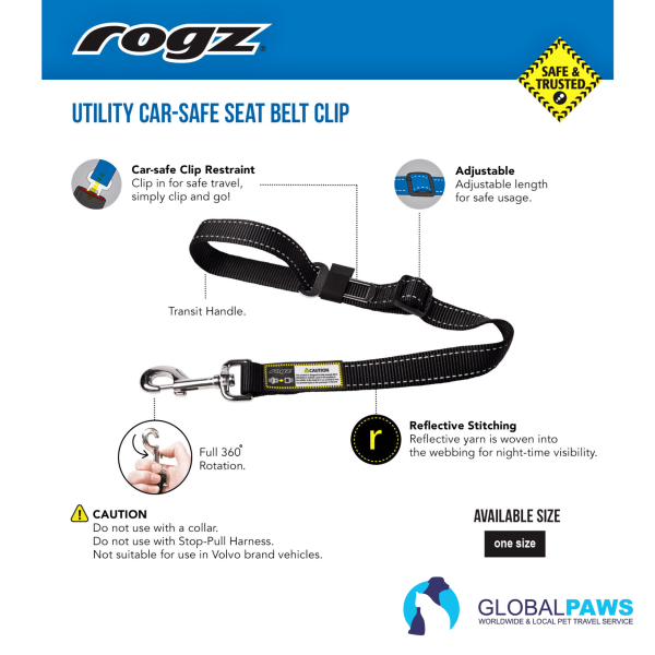 Rogz Dog Utility Car Safe Seat Belt Clip - Image 4