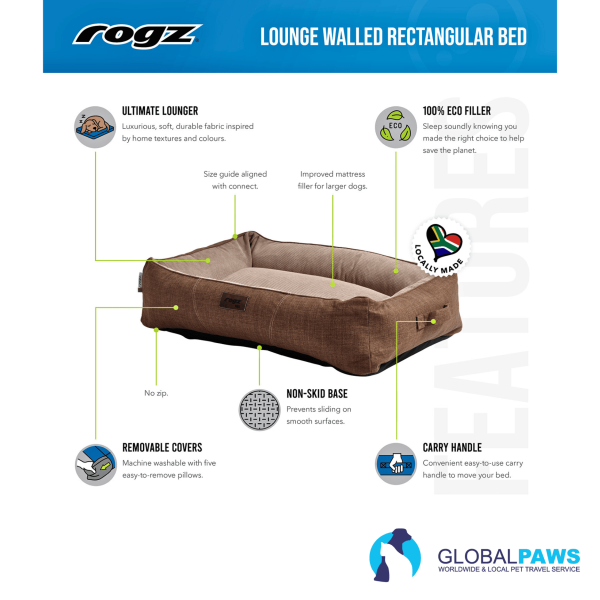 Rogz Pet Bed Lounge Walled Rectangular - Image 5